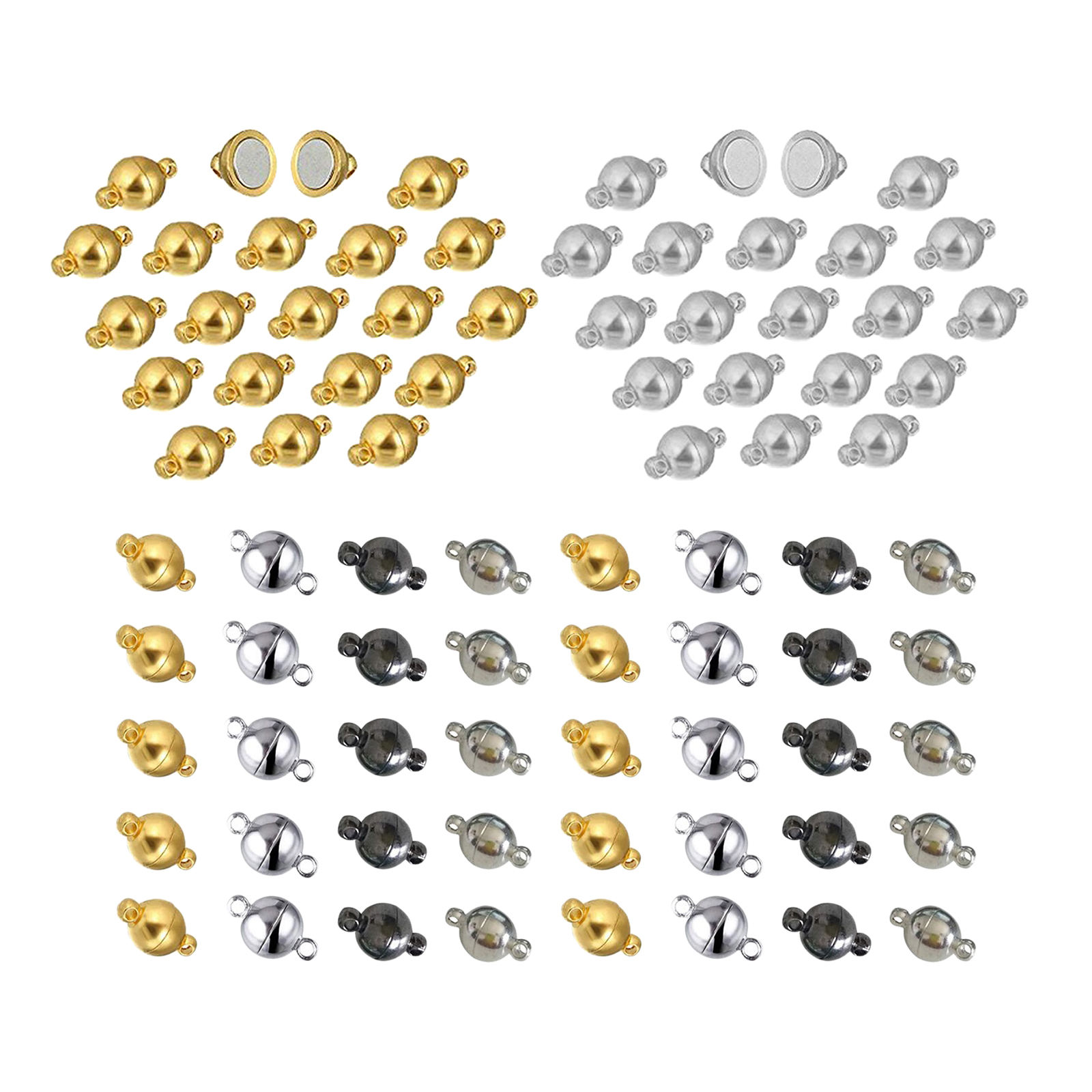 20/40 Pcs Round Brass Magnetic Clasp Small Jewelry Magnetic Bead Clasp for Bracelet Crafts Making Supplies