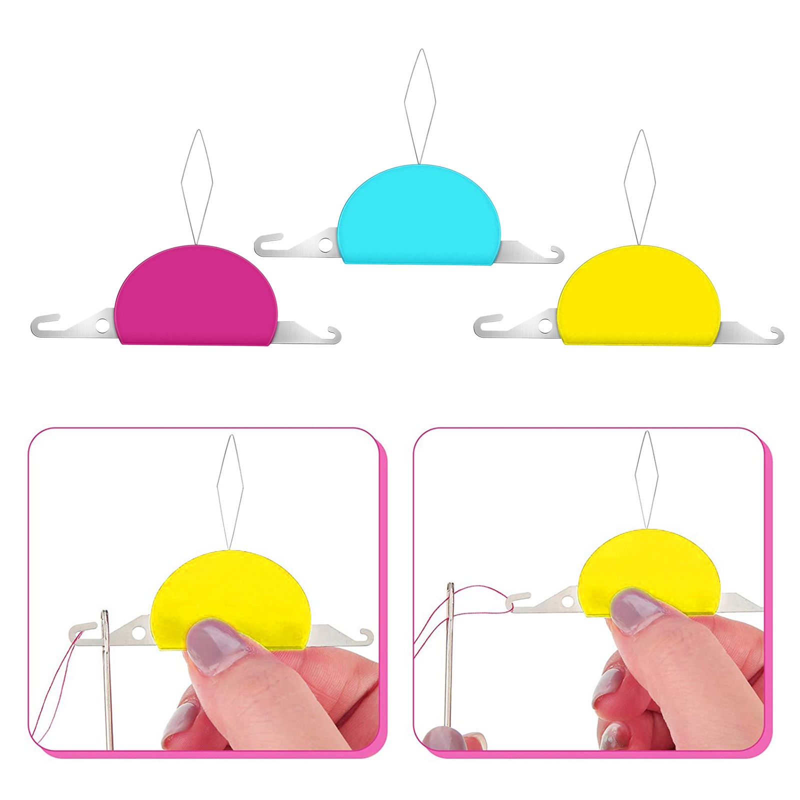 3 in 1 Plastic Metal Needle Threaders Threading Sewing Embroidery Device Guide Tools for Hand Sewing Small Eye Large Eye
