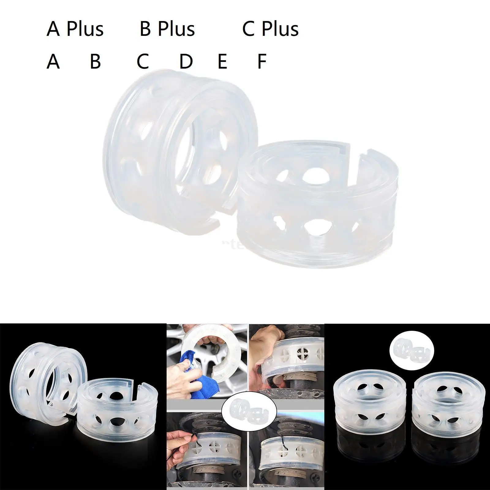 2x Transparent Car Shock Absorber Spring Bumper Buffers Power Auto Rubber Cushion Strength Safety