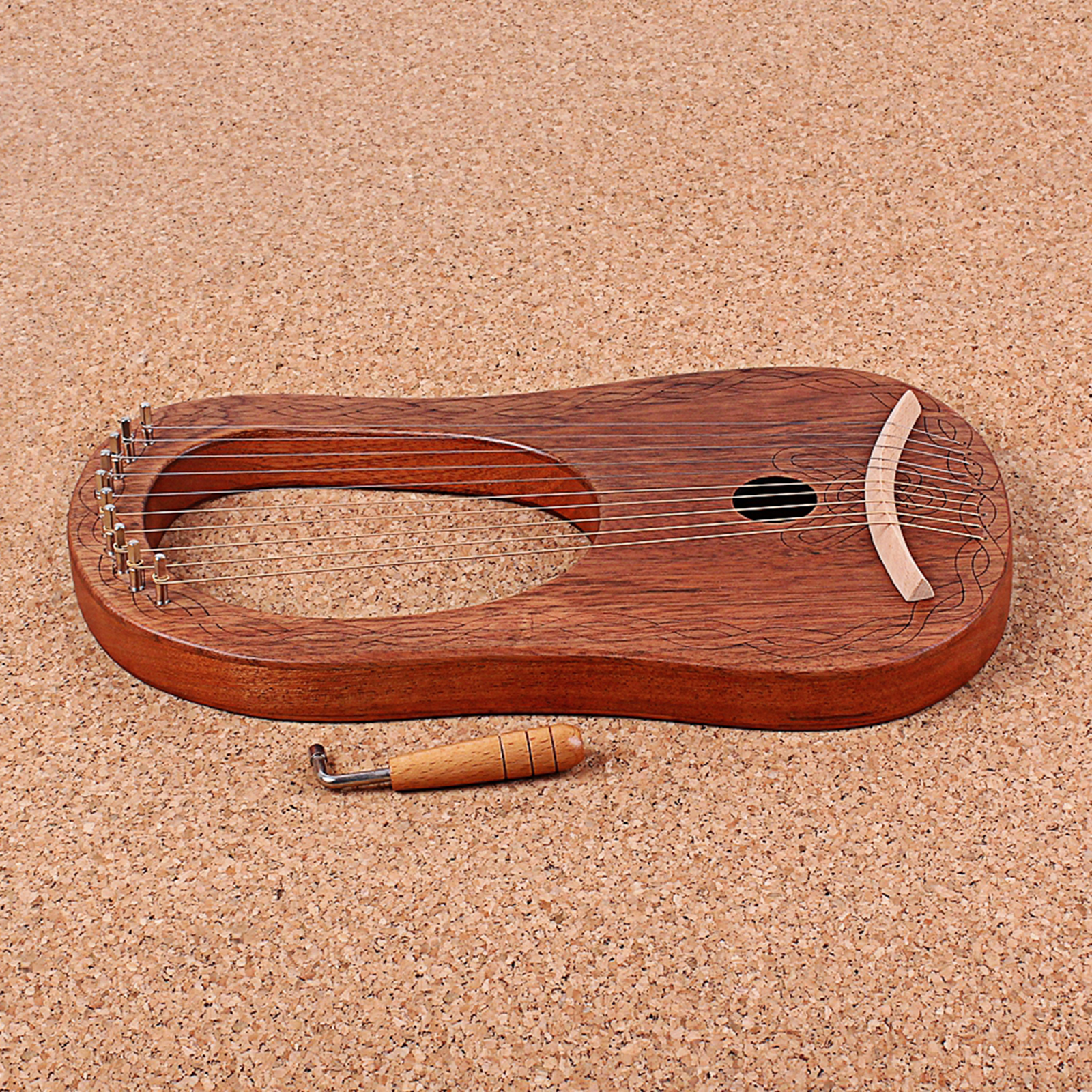 Engraved Exquisite 10-string Lyre Harp with Wrench Perfect Gifts for Kids