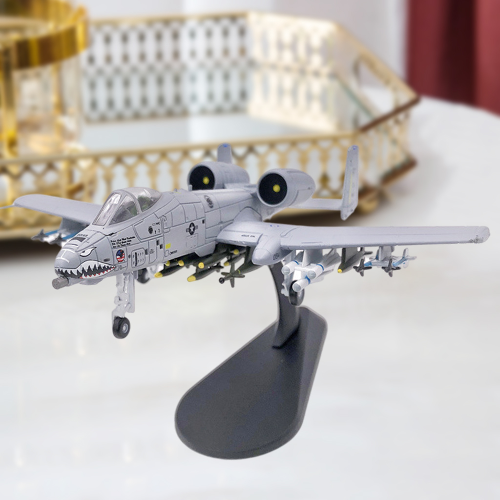 1:100 Scale Die Cast Realistic USA A-10 Attack Plane Airplane Aircraft Warcraft Model with Display Stand Decor Collectibles