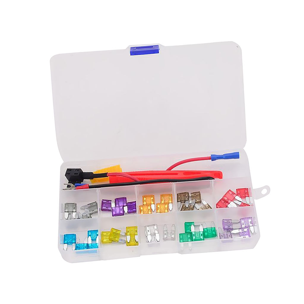 Motorcycle Car Boat Small Fuse Replacement Kit 2A/3A/5A/7.5A/10A/15A/20A/25A/30A/35A - Fuse Puller Included