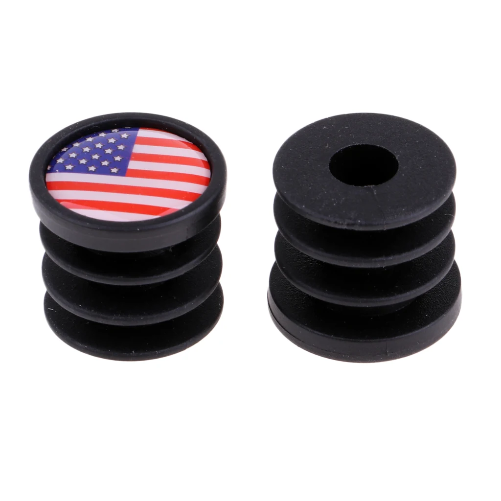 Cycling Bike Handlebar Bar End Plugs Locking Caps Road Bicycle Grip Mountain BMX MTB - 22mm, Pack of 2 - National Flag Design