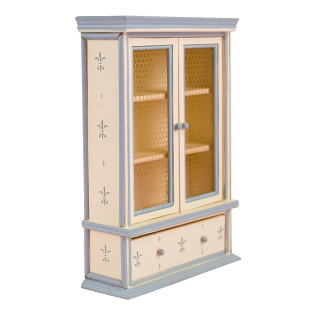 1/12 Dollhouse Miniature Furniture Book Cabinet Double Doors Ornaments