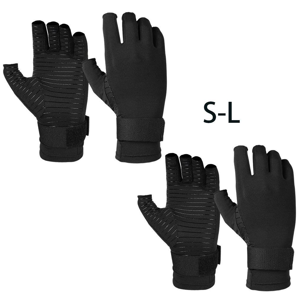 Copper Compression Gloves Adjustable Fitness Arthritis Gloves for Computer Typing Dailywork Aid Recovery Relieve Hand Pain