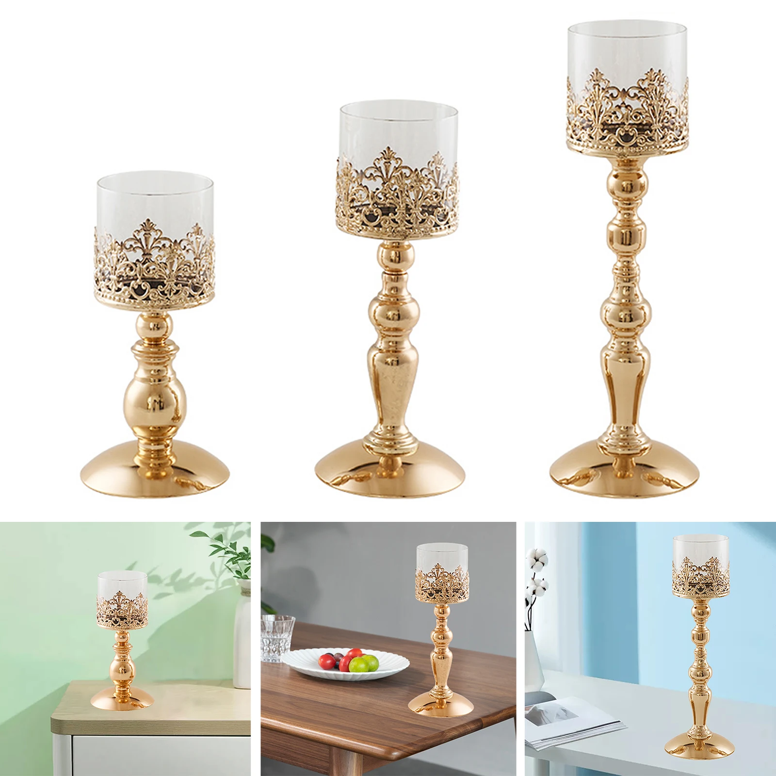 Modern House Decor Gifts for Anniversary Celebration-S Luxury Gold Candle Holder Elegant Tealight Holders Wedding Centerpieces Candlestick Holders Candelabra Dining Room Coffee Table Centerpiece 
