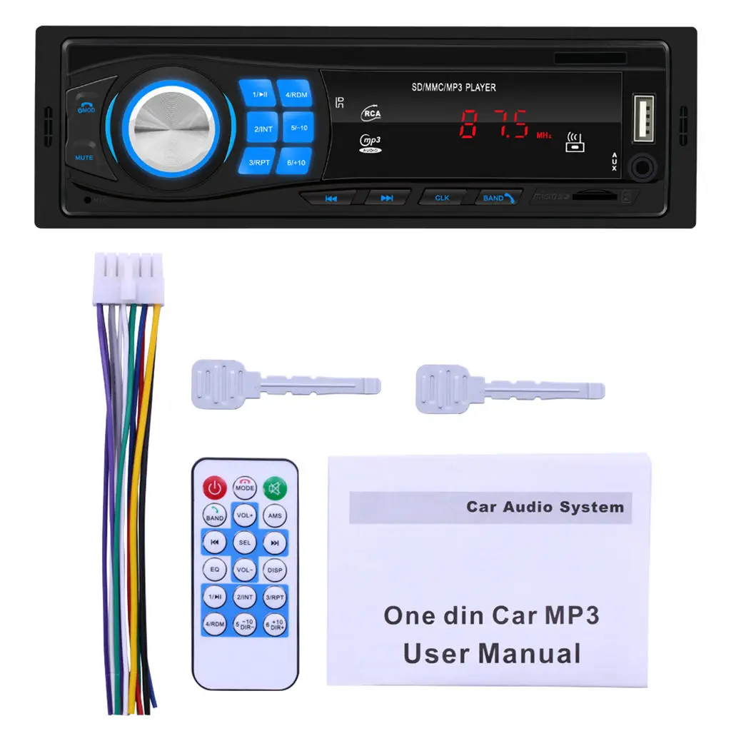 12V 1DIN Bluetooth Car Stereo MP3 Radio Player In- USB FM Aux  Receiver