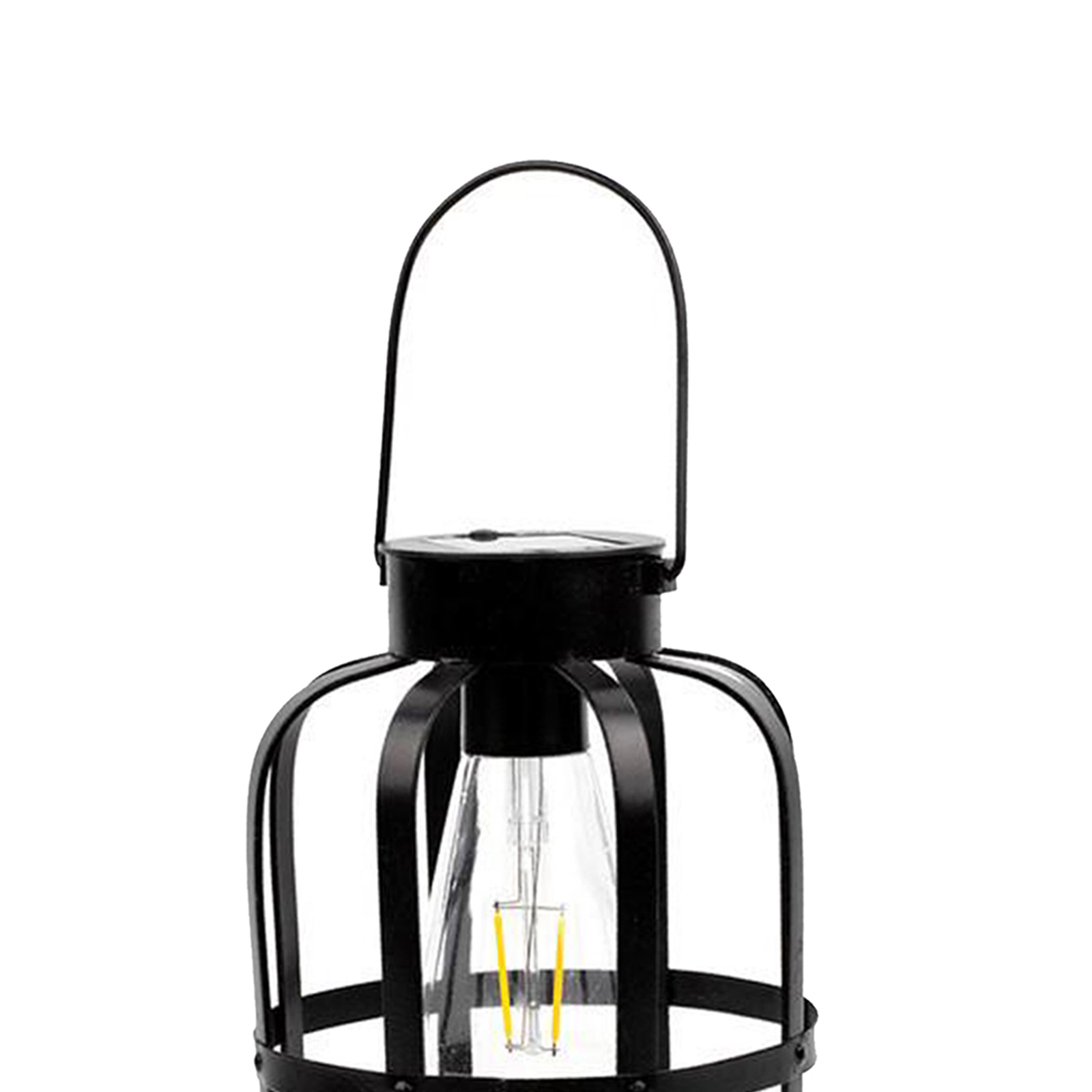 Solar Lantern Lamp Hanging Metal Outdoor Lights with Bulb for Yard Backyard