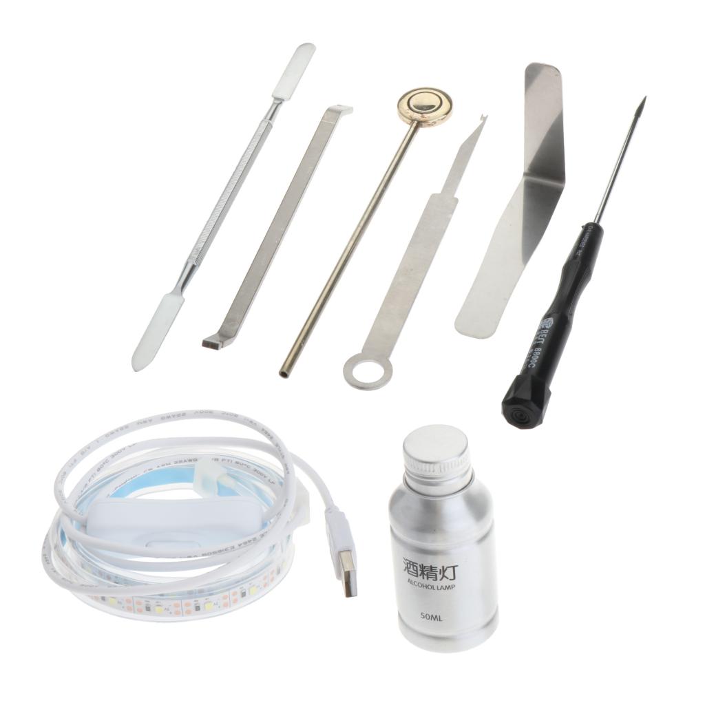 8 In 1 Sax Repair Kit Spring Hook Saxophone Flute Maintenance Tool Set w/ LED Leak Detection Light