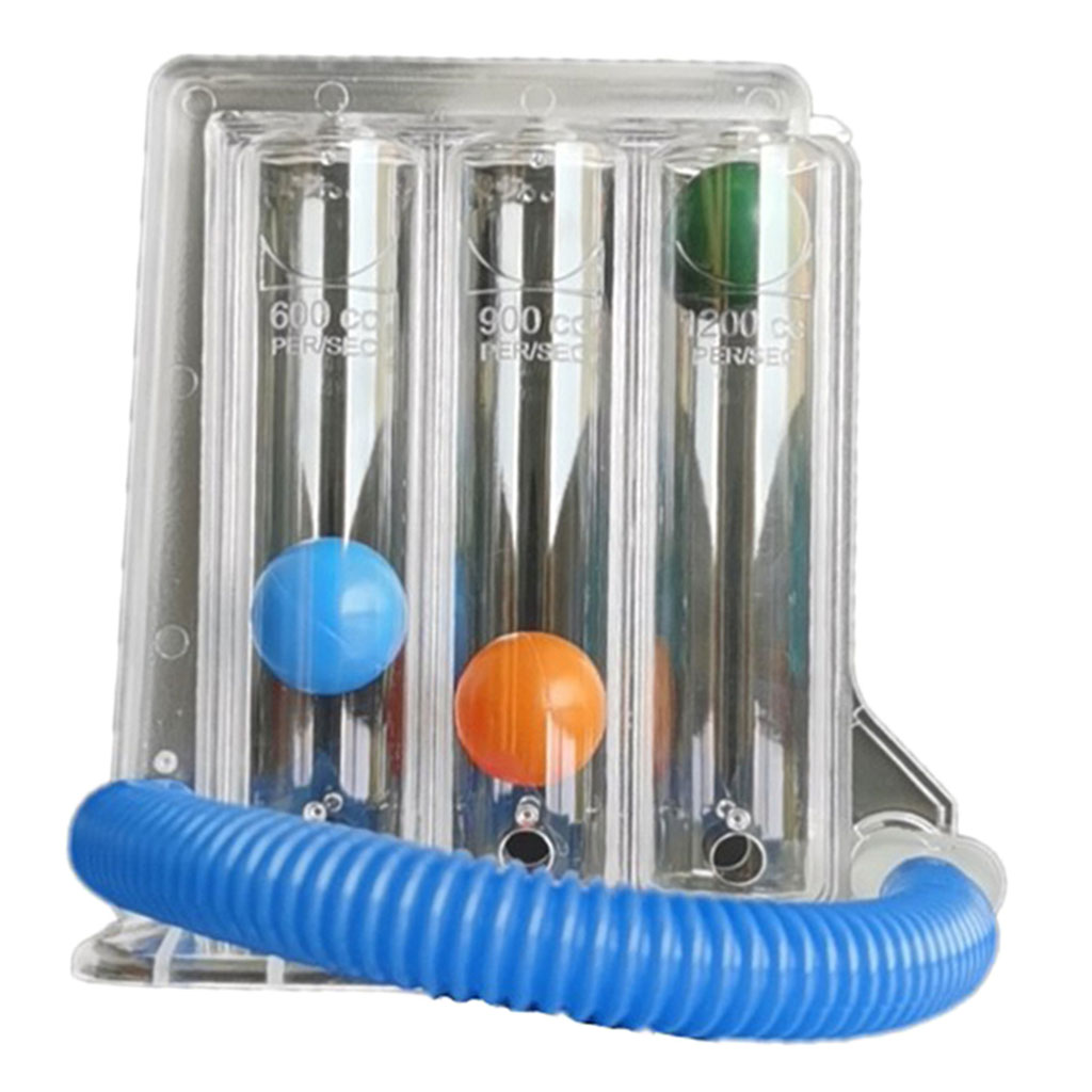 Deep Breathing Lung Exerciser 3-Chamber Volumetric with Handle Breathing Trainer for Middle-Aged Breathing Pranayama
