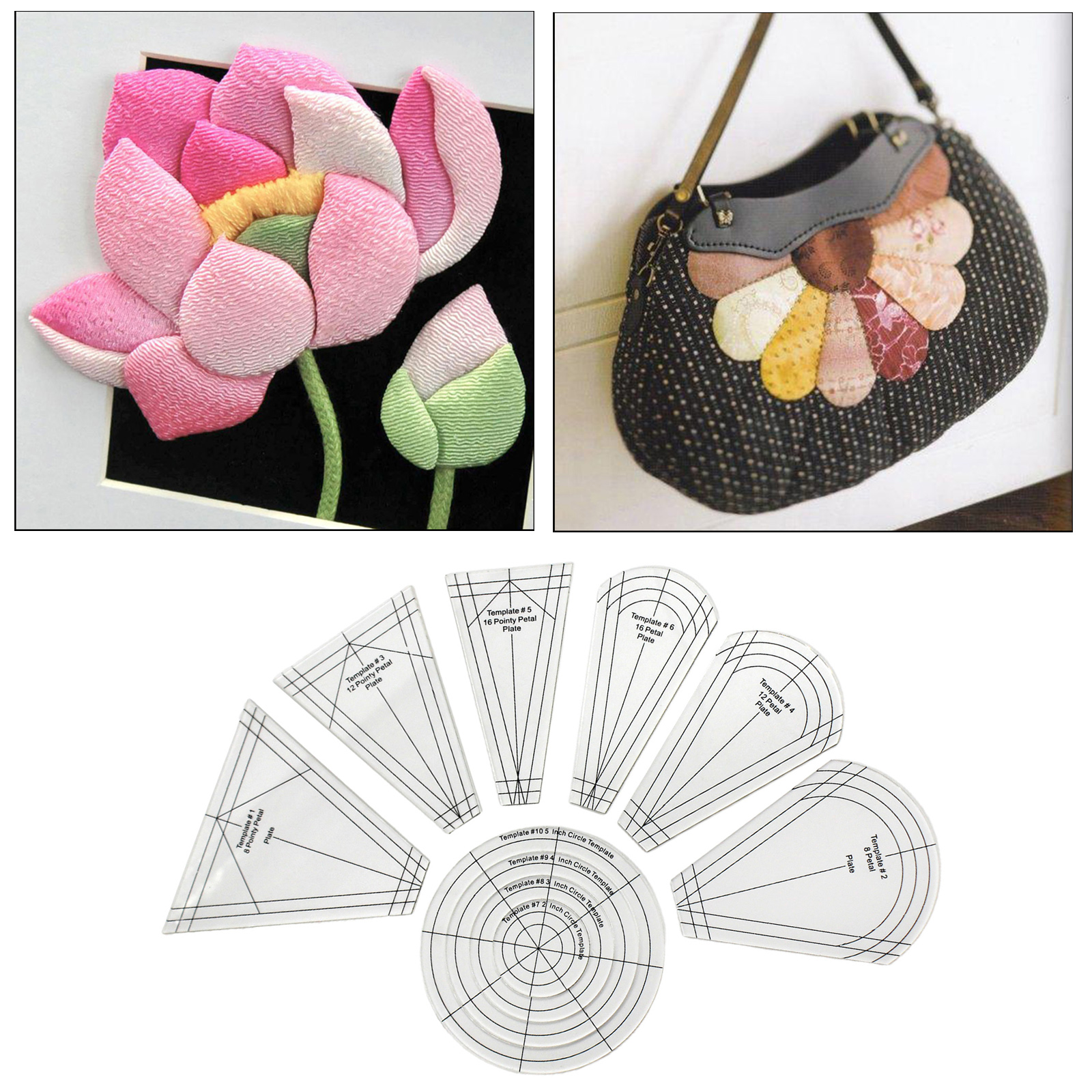 Dresden Quilting Template - 10 Pieces Dresden Plate Template Patchwork Regular Ruler Dresden Petals for Domestic Sewing Machine