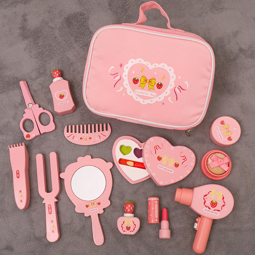Wooden Beauty Salon Toys for Girls Makeup Playset 12Pcs Hairdresser Comb Set