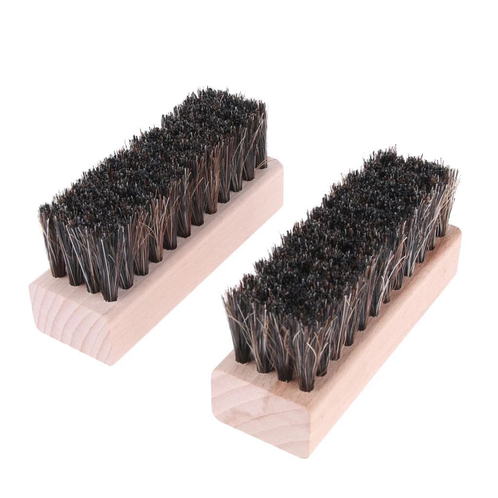 100% Horsehair Bristles Shoe Brushes For Boots&Shoes&Other Leather Care 2pcs