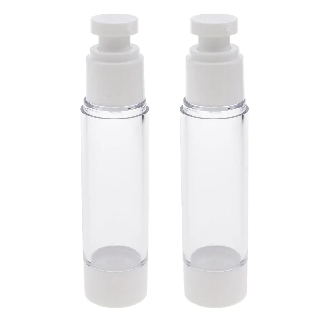 Set of 2 Empty Pump Dispensers, Airless Pump Dispensers, Lotion, Cream And Gel Dispensers to Fill Yourself