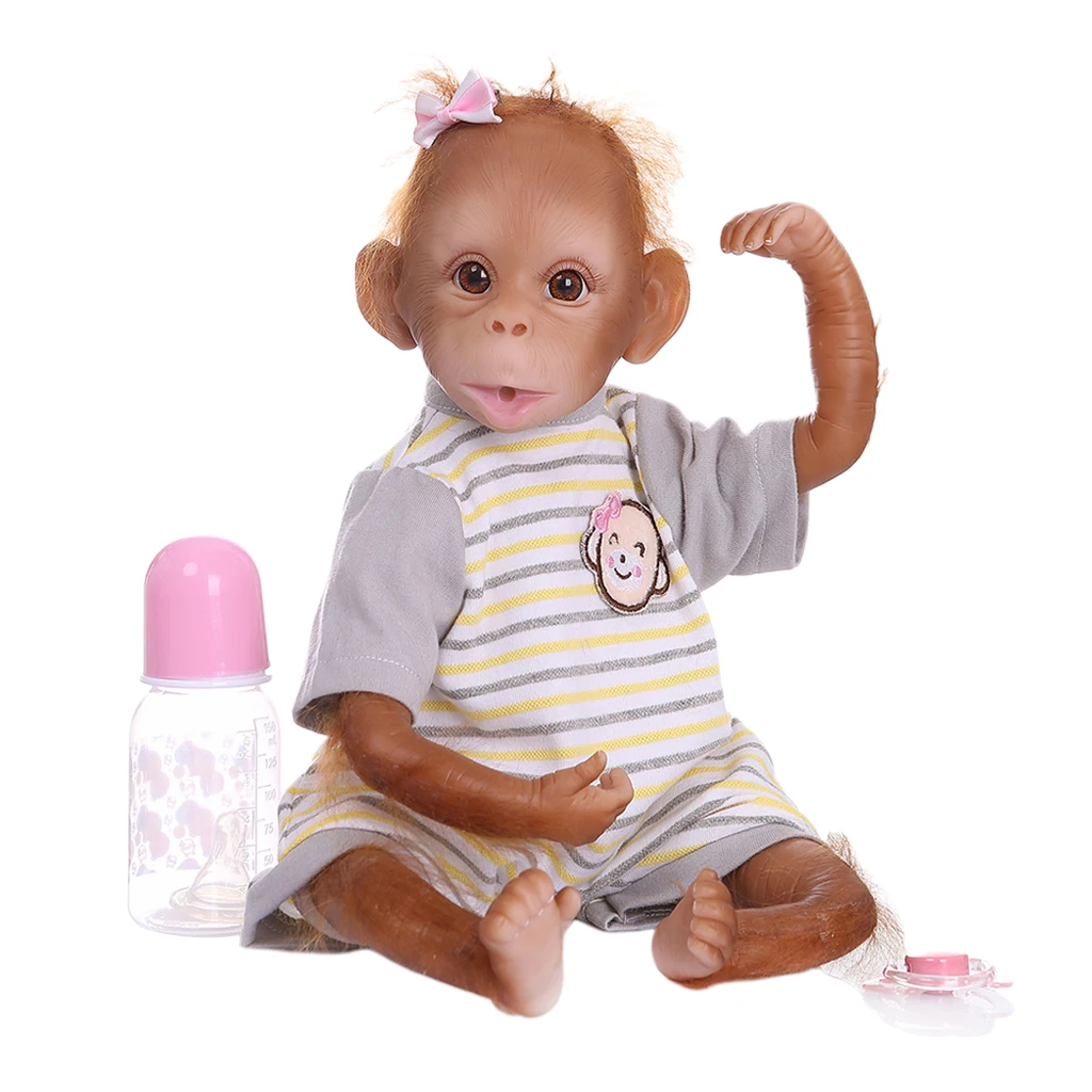 16' Vinyl Monkey Baby Doll Toy Cloth Body Lifelike Reborn Doll with T-shirt