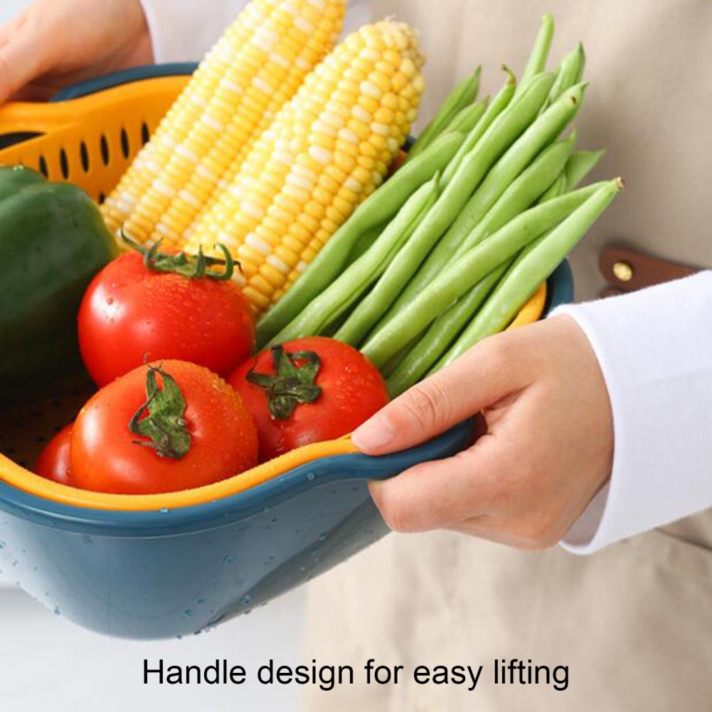 Multi Functional Draining Basket 2 Tiers Space Saving Plastic Dishwashing Basket