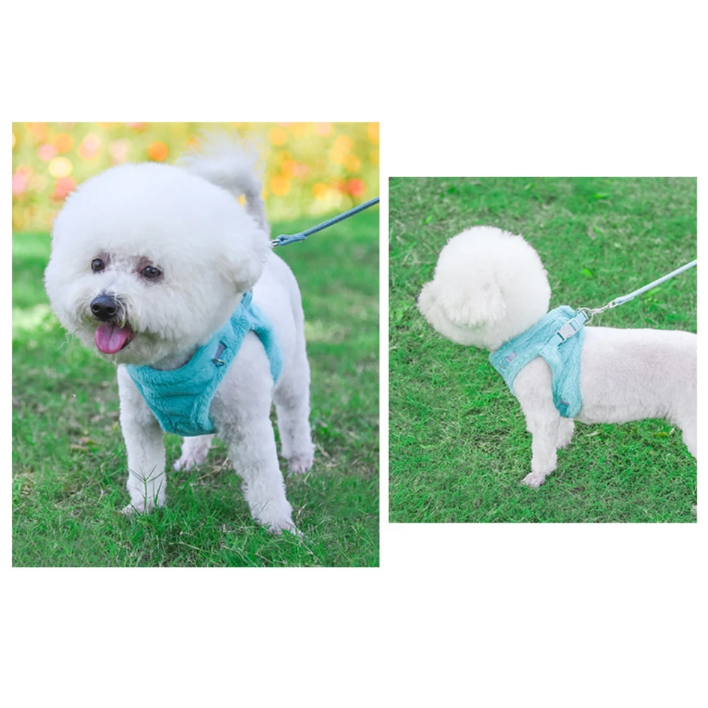 Winter Warm Fur Pet Dog Harnesses Vest Reflective Chihuahua Puppy Cat Harness Leash Set For Small Dogs Coat