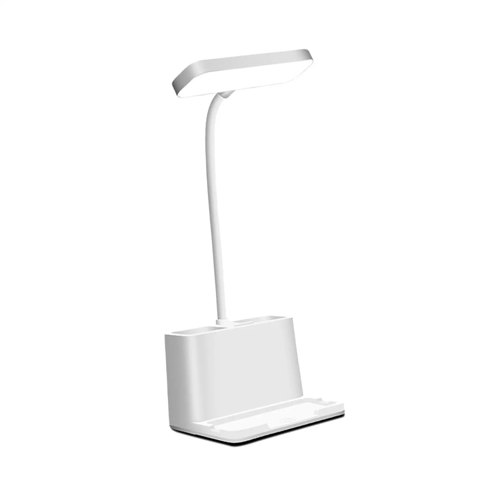 LED Desk Lamp, W/ Double Pen Holder & up Down Phone Bracket, 360 Degree Flexible Gooseneck , Eye Caring Table Light for Kids