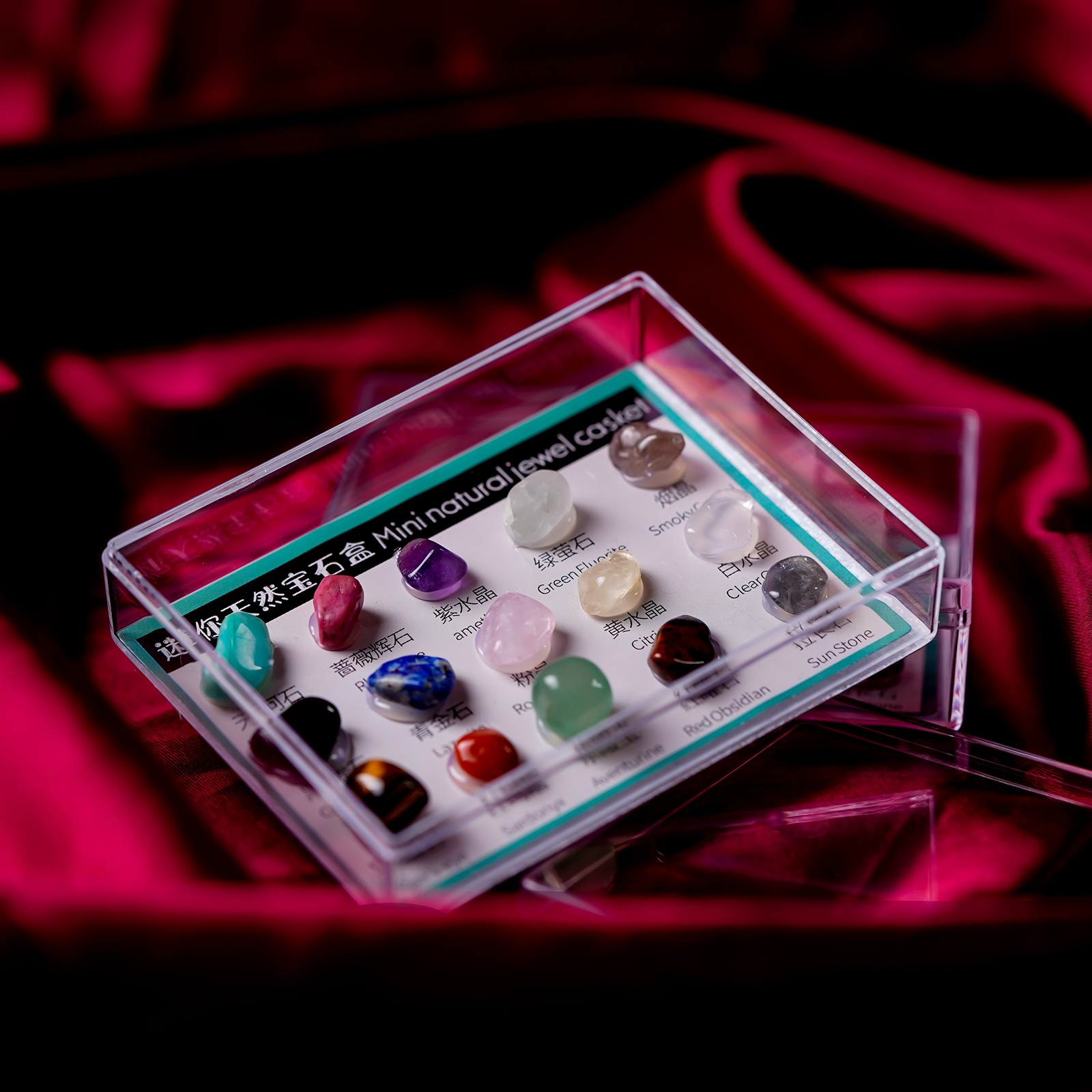 Polished Natural Mineral Rock and  Collection in Box for Kids Ages 8 and up