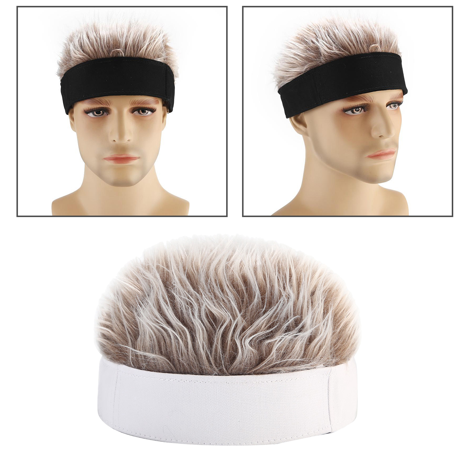 Unisex Men Women Sailor  Landlord Hat Roll Up Retro Brimless False Hair 