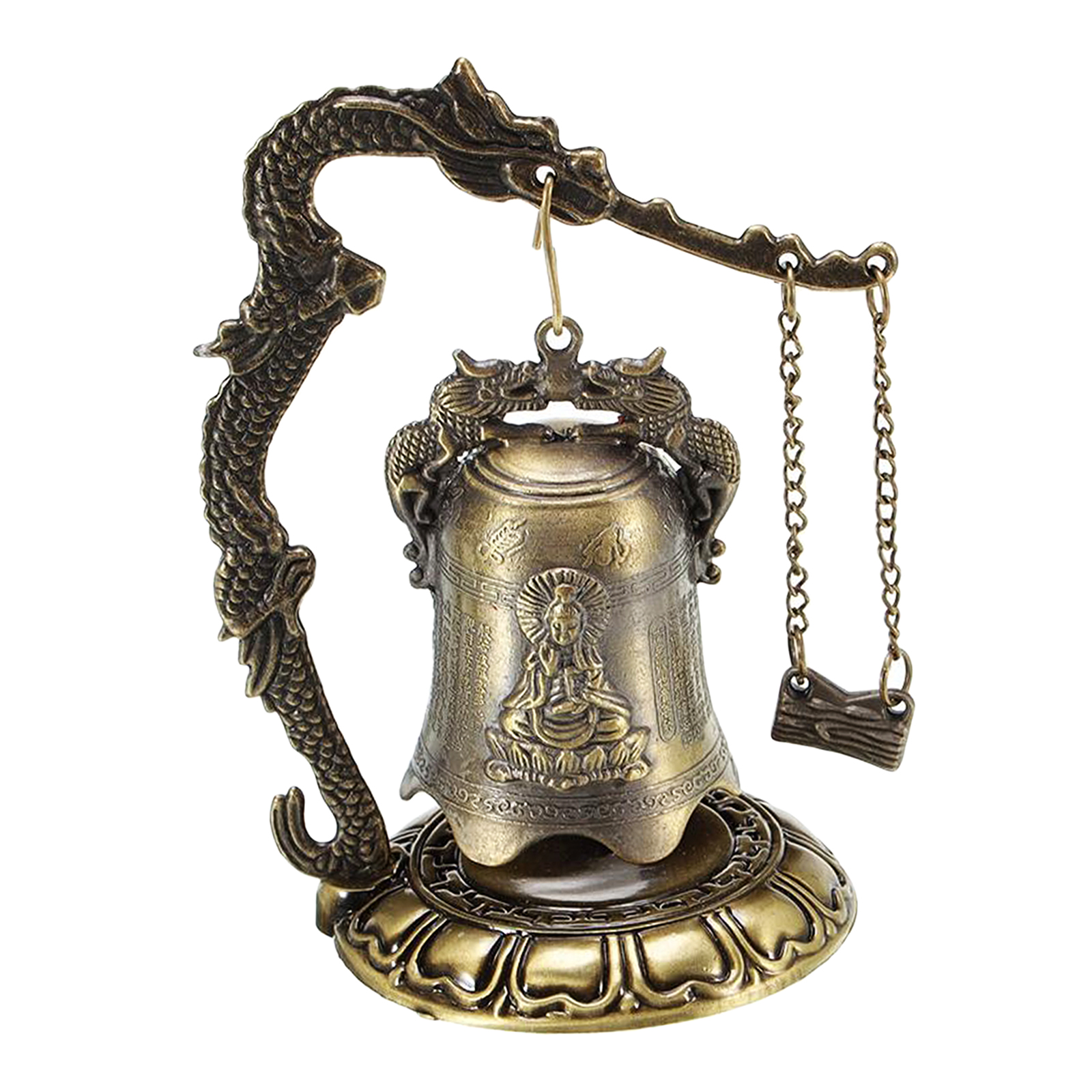 Desktop Chinese Buddhist Vintage Dragon Fengshui Bell Toy Tibetan for Ornaments Desk Decor Blessing Decoration Gift
