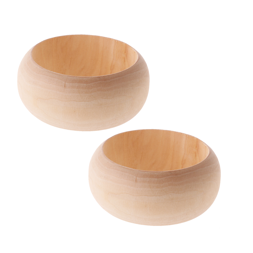 2Pcs Blank Wooden Bracelet Bangle Unfinished for Women Girls Handmade Jewelry