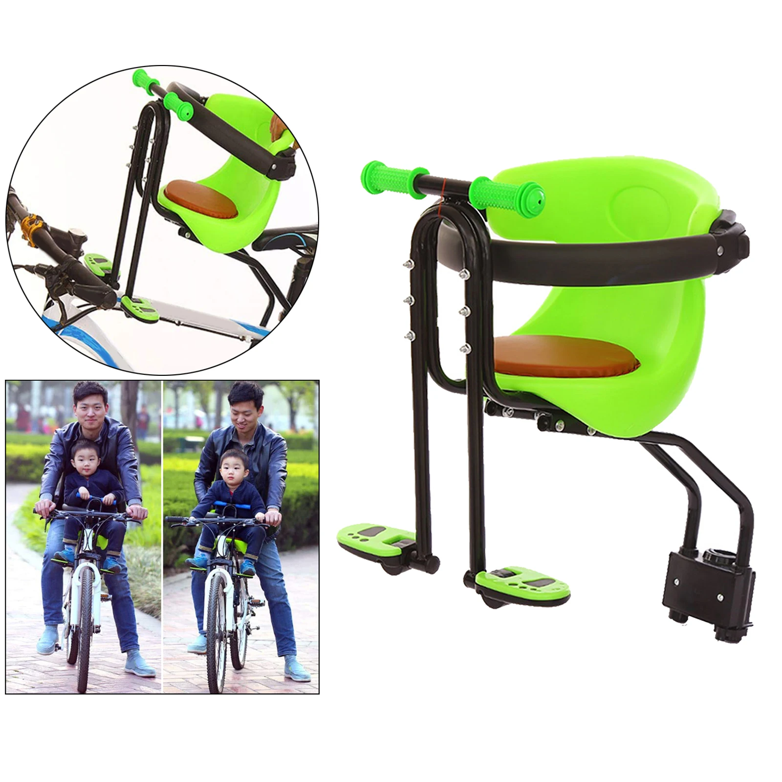 Bike Bicycle Safety Baby Seat Children Front Carrier with Handrail Foot Rest