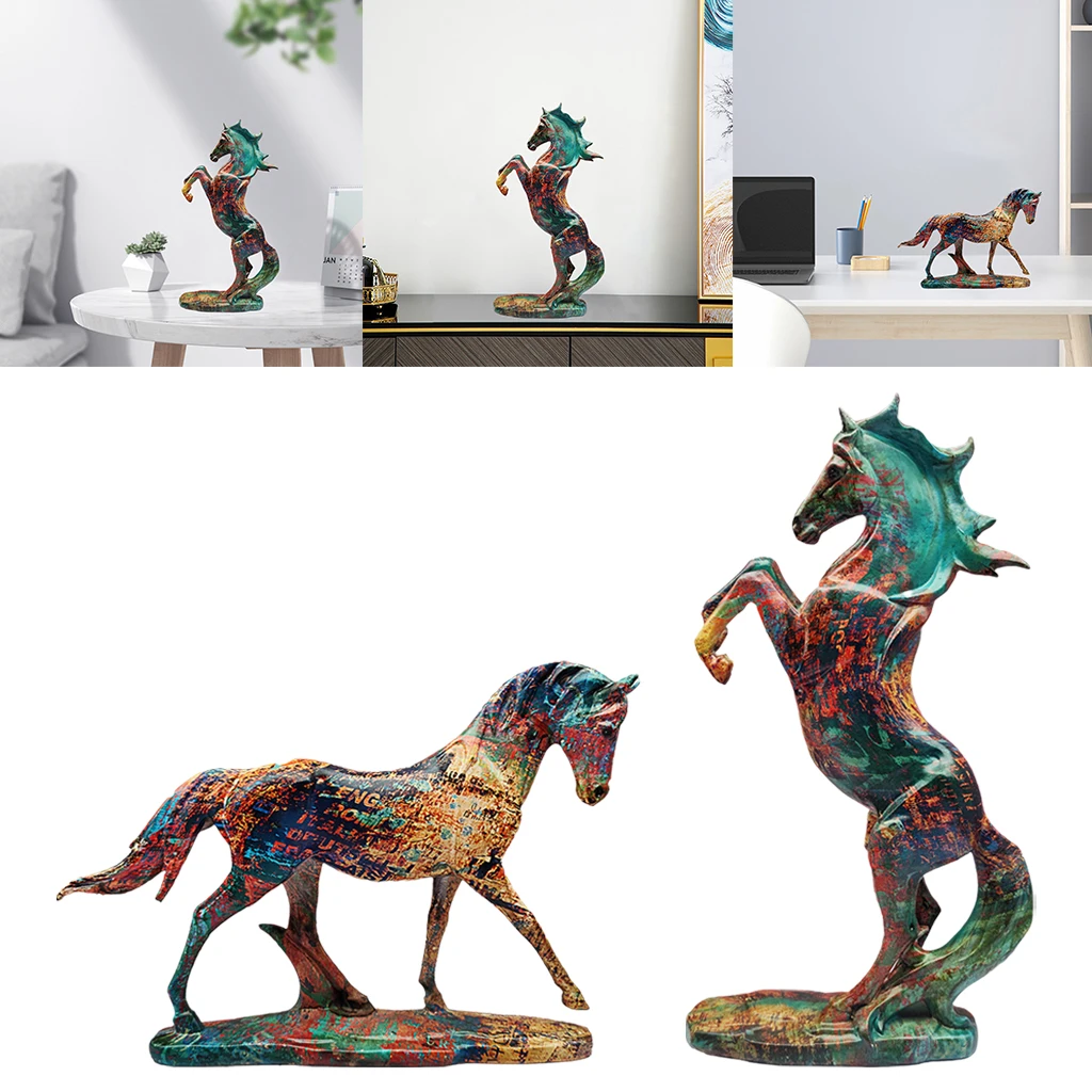 Horse Statue Decoration Walking Multicolors Collection Ornament Figurines Sculpture for Desk Christmas Office Women