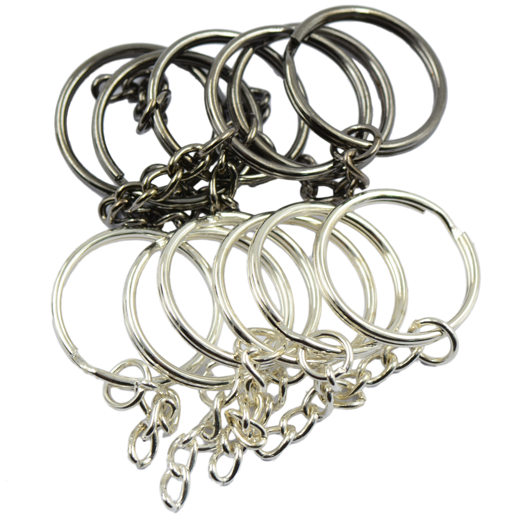 2x 12pcs /Silver Split Key Rings Chains Twist Findings Blanks Keyring