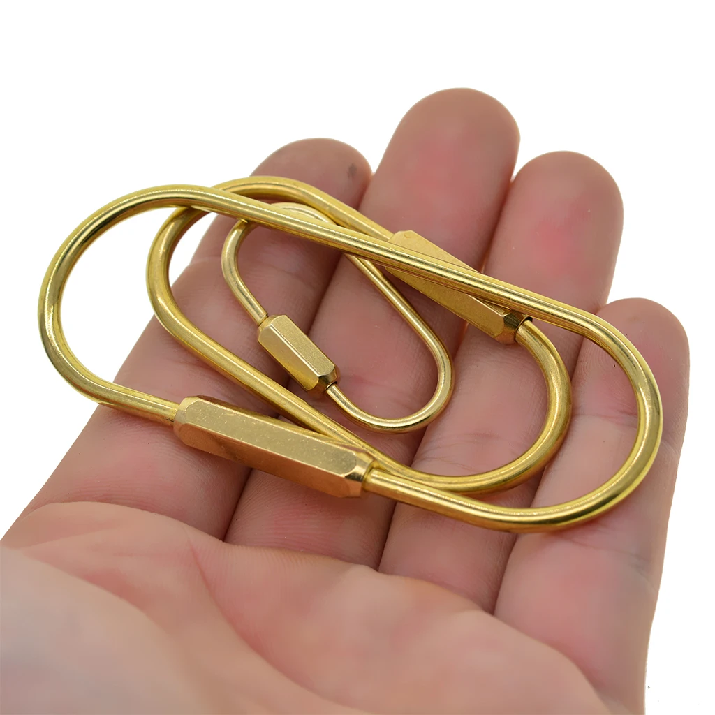 3pcs Carabiner Brass D- Carabiner Screw Lock ing Hook Buckle