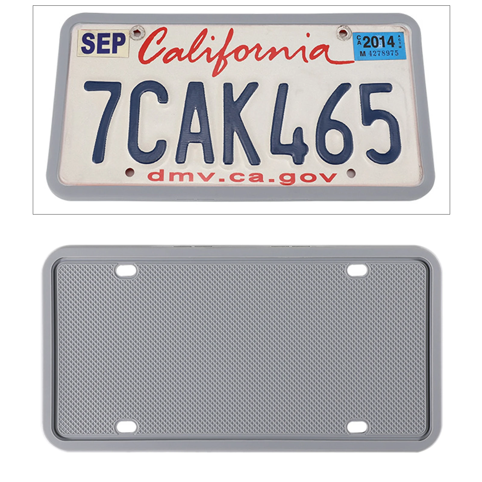 Silicone License Plate Frame with 4 Drainage Holes One Side Rust-Proof Weather-Proof for US CA Standard