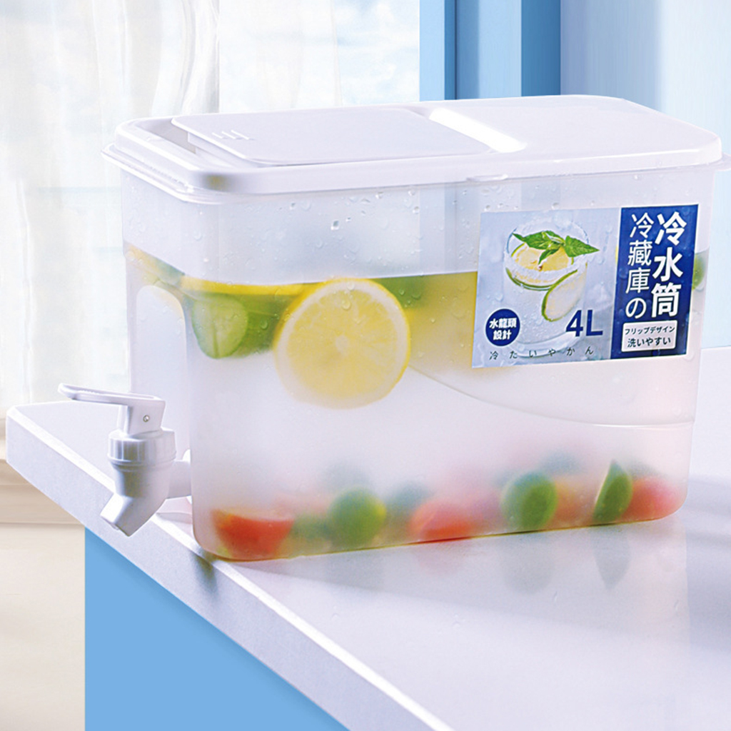 Water Jug for Hot and Cold Beverage Summer Fruit Tea Kitchen Pitcher Iced Beverage Dispenser Fresh-keeping with Faucet