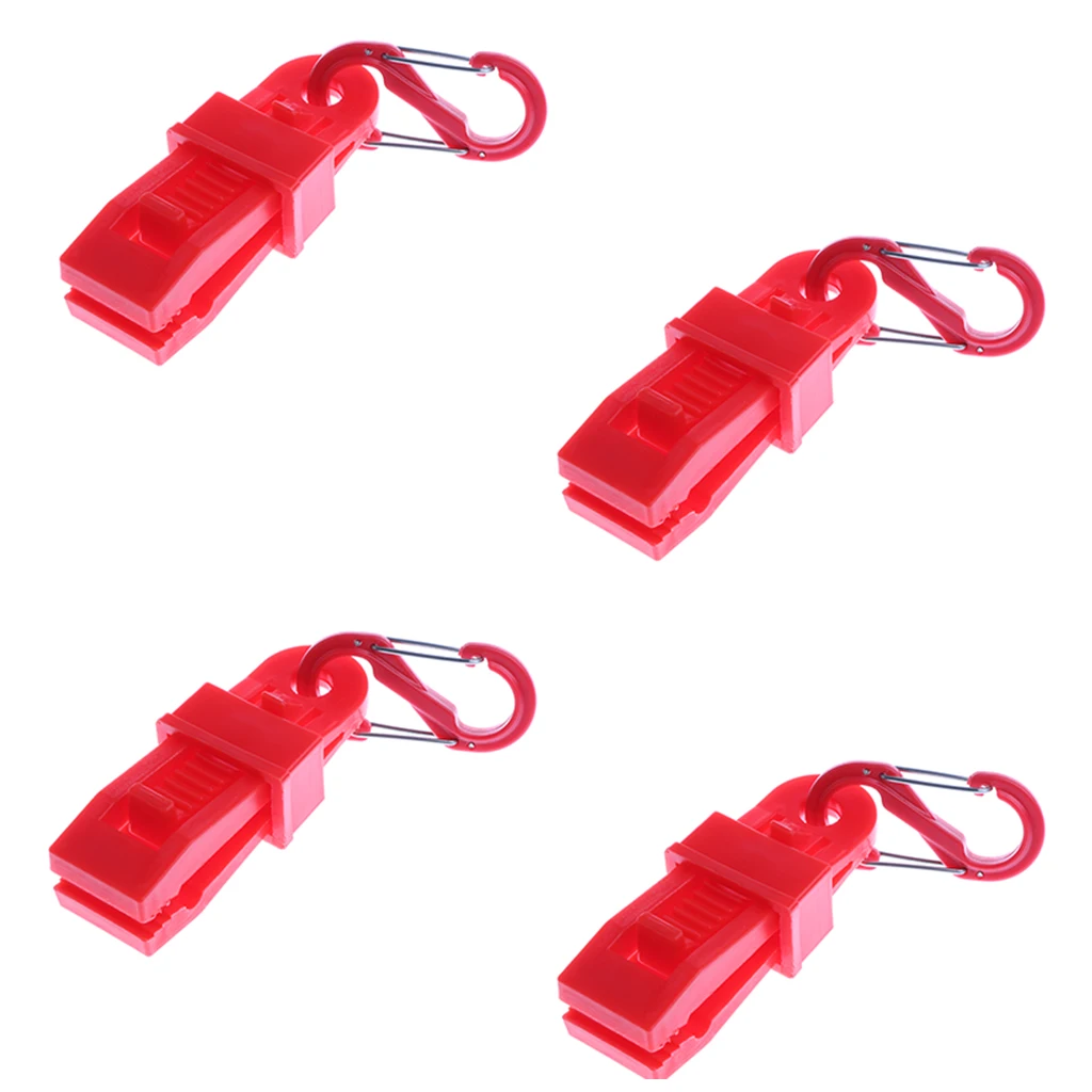 4 Piece Heavy Duty Awning Clamp Set Tarp Clips with Carabiners for Camping Awnings Canopies Canvas Boat Tent Covers