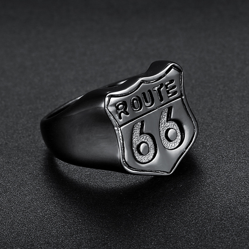 NEUER VINTAGE MOTORBIKE HERRENRINGE EDELSTAHL US ROUTE66 RING FÜR MÄNNER COCKTAIL COOLES SCHMUCKGESCHENK – Detail 2