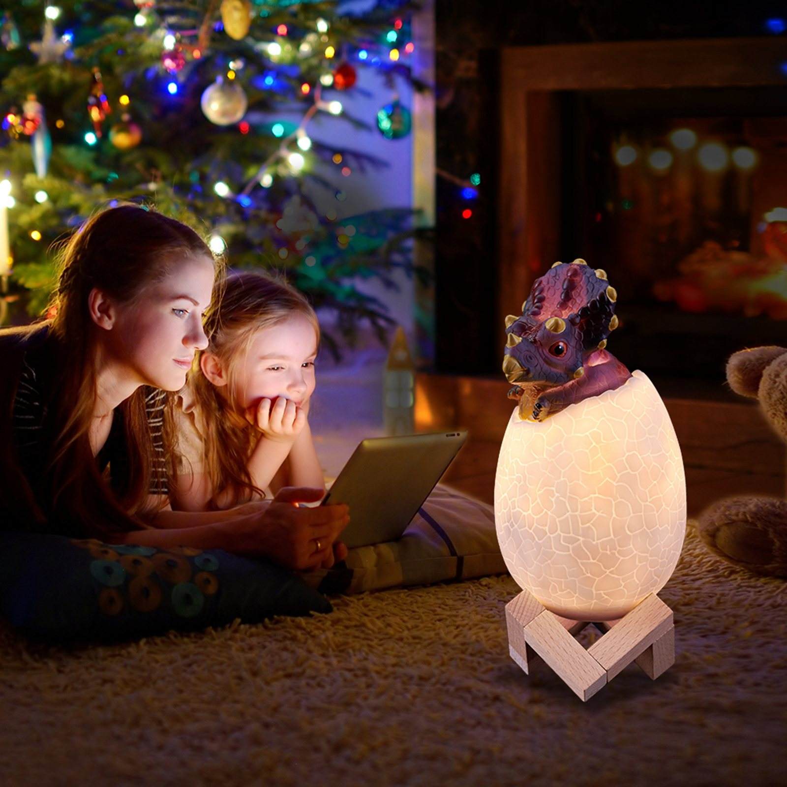 3D Printed Dinosaur Egg LED Night Lamp Remote Control USB Rechargeable Dinosaur Lamp For Children's Lights Night