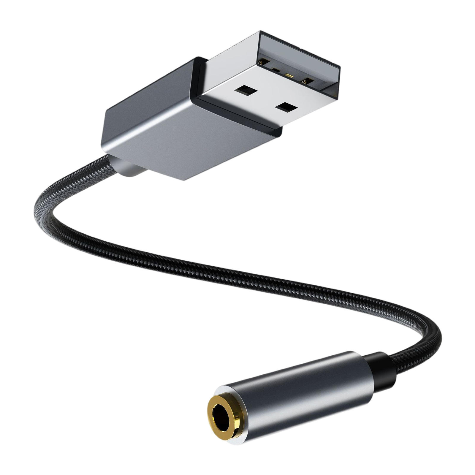 USB to Headphone AUX Adapter Built-In Chip 2 in 1 USB to AUX Cable Usb-A to 3.5mm Converter for PS4 PC Speaker Windows Headphone