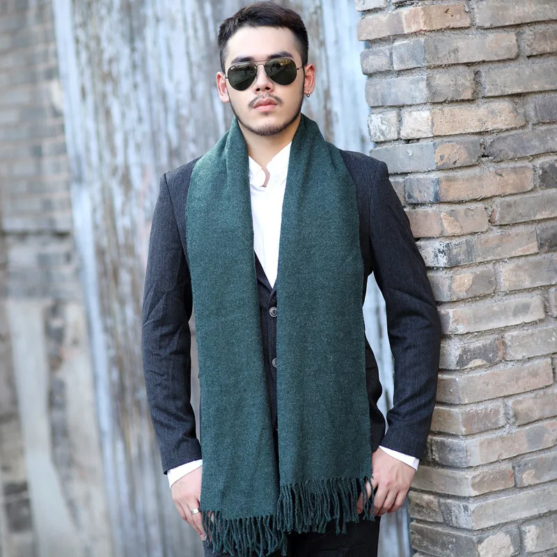 man scarf New Artificial Cashmere Scarf Men's Winter Warm Pashmina Shawl Luxury Plain Neck Scarves Outdoor Windproof Birthday Gift For Man head wraps for men