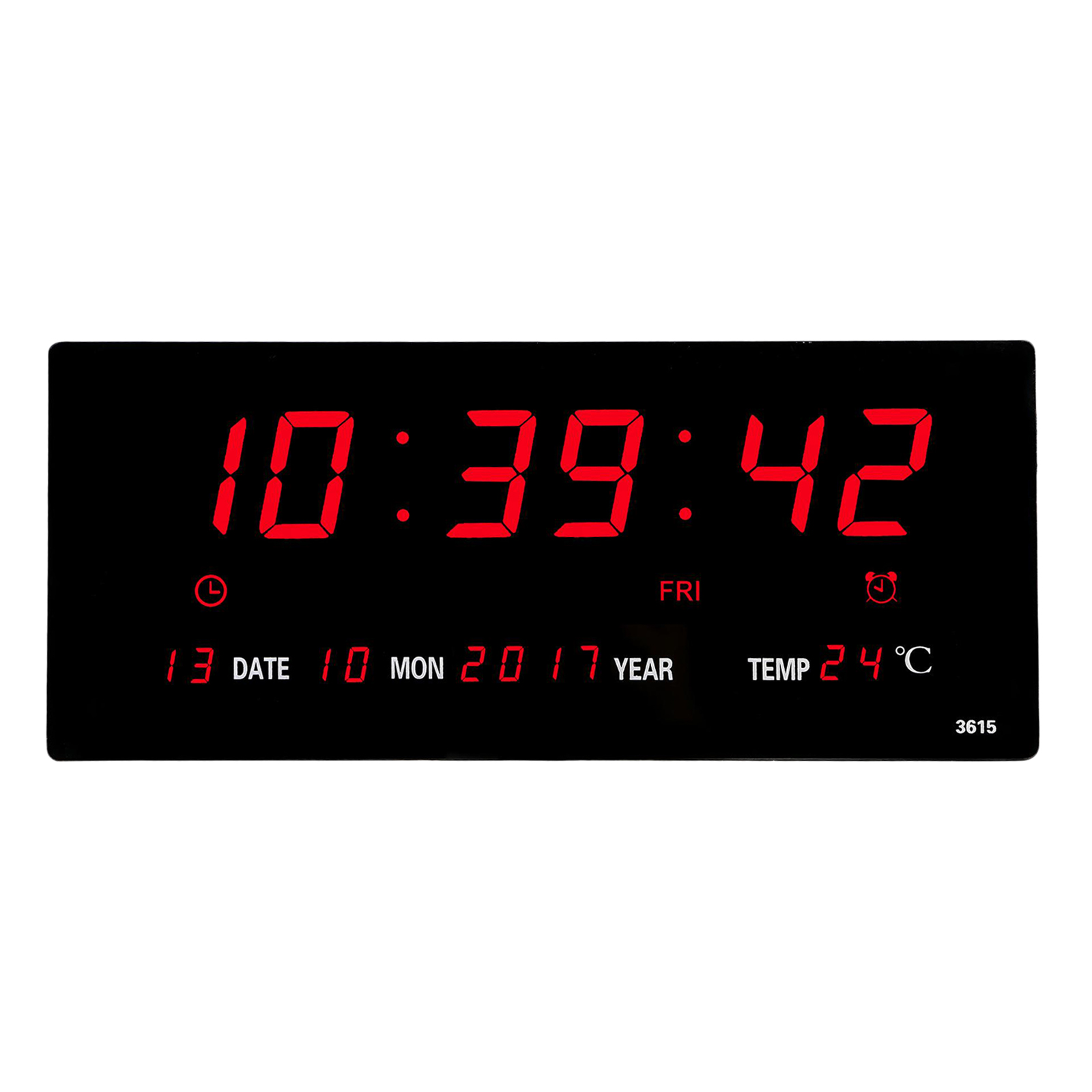 Extra Large LED Screen Alarm Clock 12H 24H Time Indoor Thermometer Projection Clocks, Year/Day/Month Displaying, USB