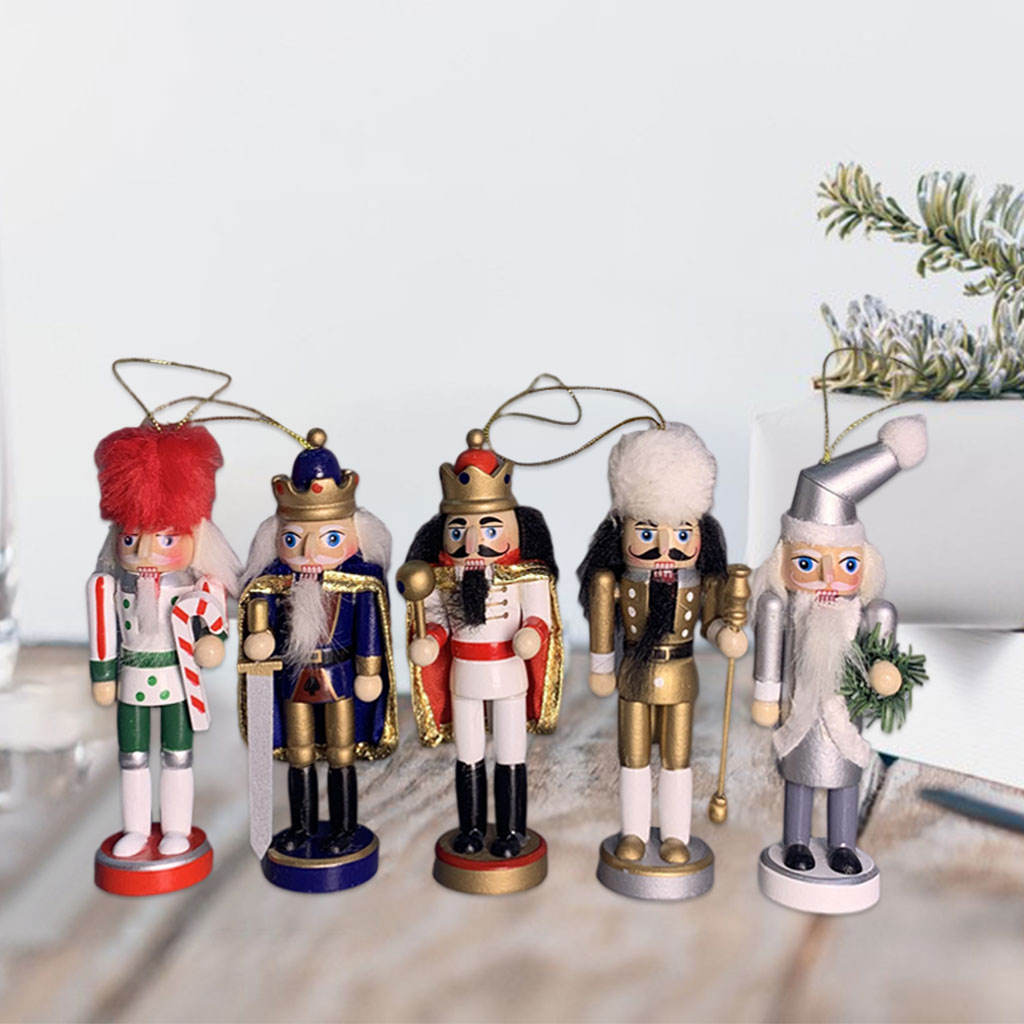 5Pieces 12cm Nutcracker Figures Nutcracker Soldier for Holiday Adults Gfits