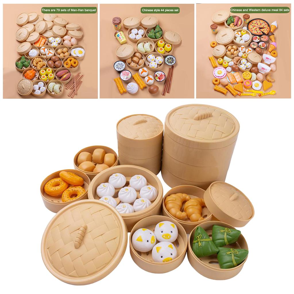 Play Food Set for Kids Children Breakfast Playset Pretend Role Play Kitchen Game Toys