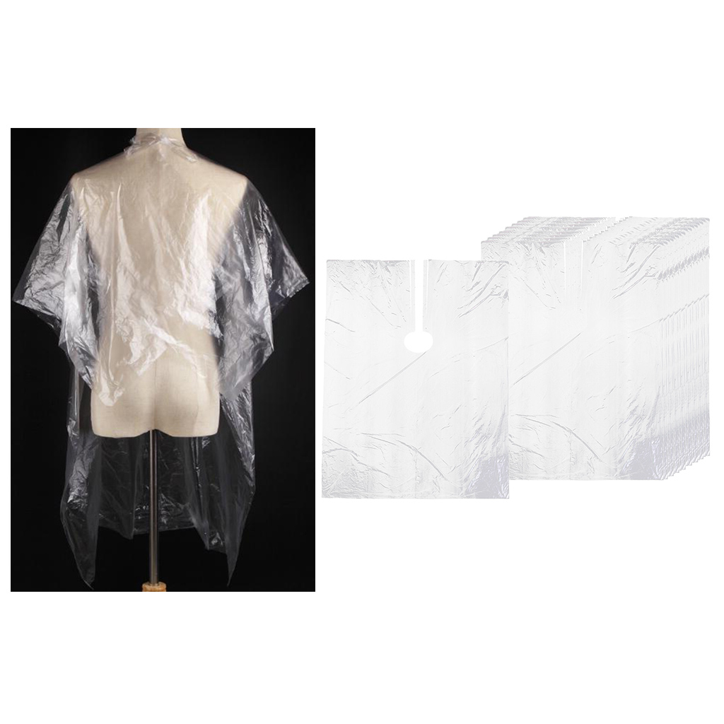 50x Disposables Hairdressing Capes Hair Salon Shawl Plastic Waterproof Hair