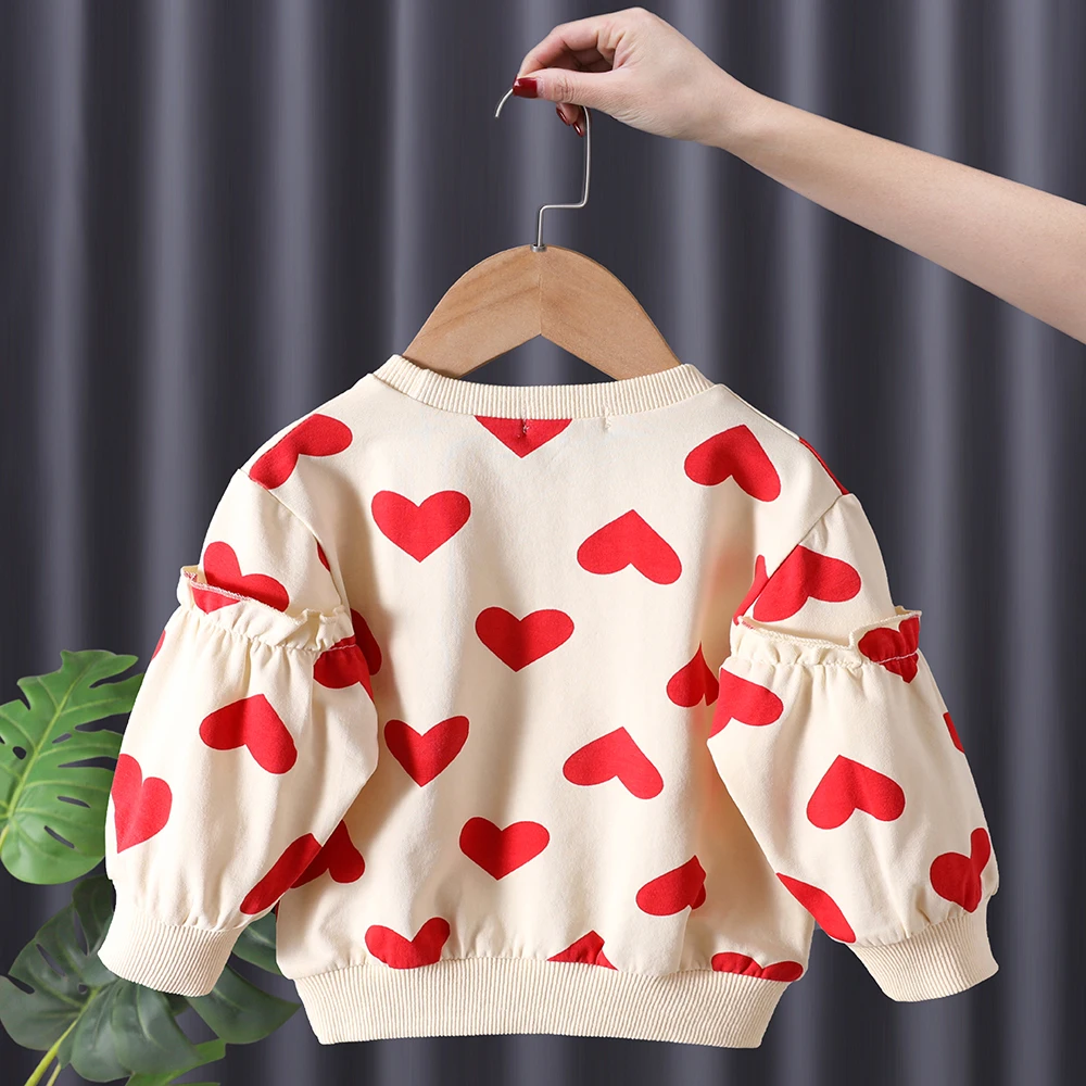 free children's hoodie sewing pattern Girls Outfits Sweatshirts Cute Red Love Heart Printing Hedging Hoodies Casual All-Match Folds Long Sleeve Toddler Girl Clothes sweatshirt kid from vine