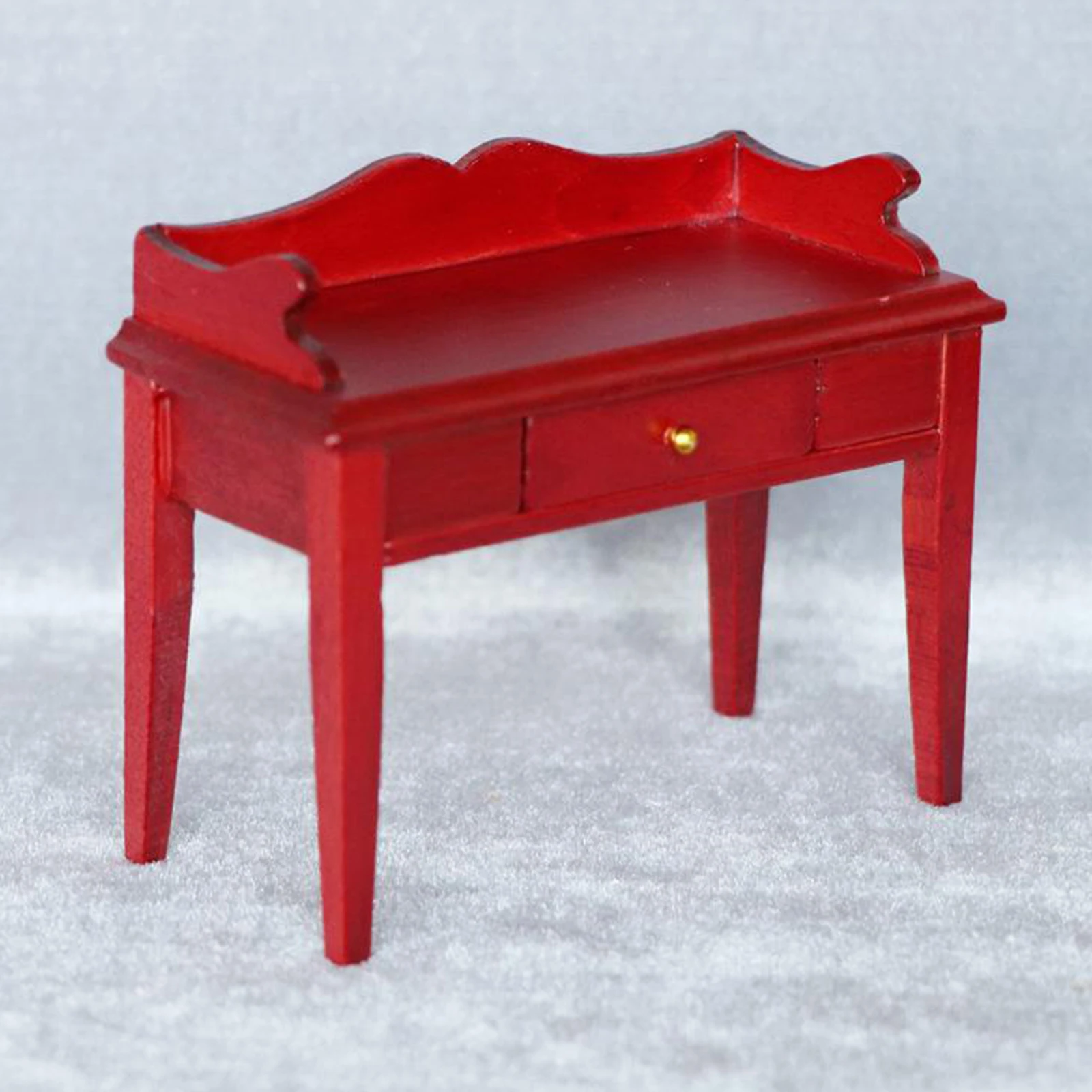 Dollhouse Handmade Birch Wood Desk Table Miniature Set for 1:12 Dolls House