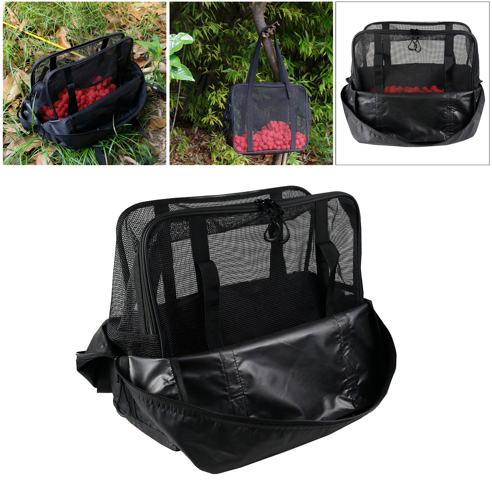 Portable 2 Mesh Layer Drying Totes Bag Dry Net with Zippers Outdoors Fishing Camping Picnic Foods Cookware Storage Dries Net