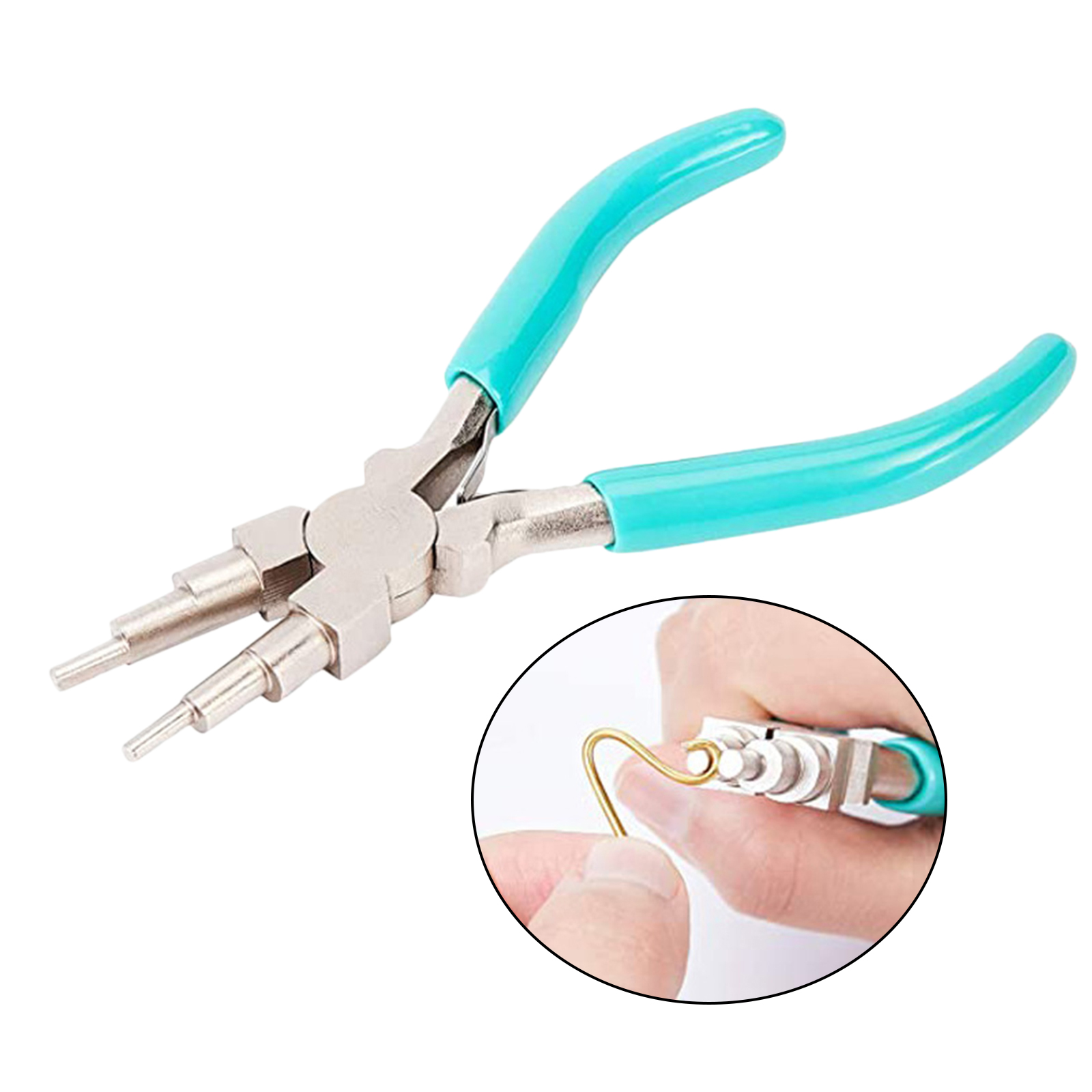 6-in-1 Bail Making Pliers Carbon Steel 6-Step Multi-Size Wire Looping Forming Pliers Making 3mm/4mm/6mm/7mm/8.5mm/9.5mm Loops