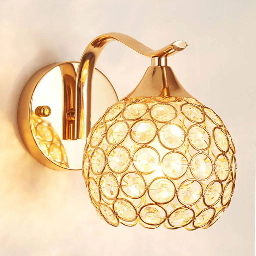 Modern Wall Light Decoration Lamp Fixture Gold Crystal Indoor Chic E27 Socket Sconce for Hallway Reading Stairs Bedside Bedrooms
