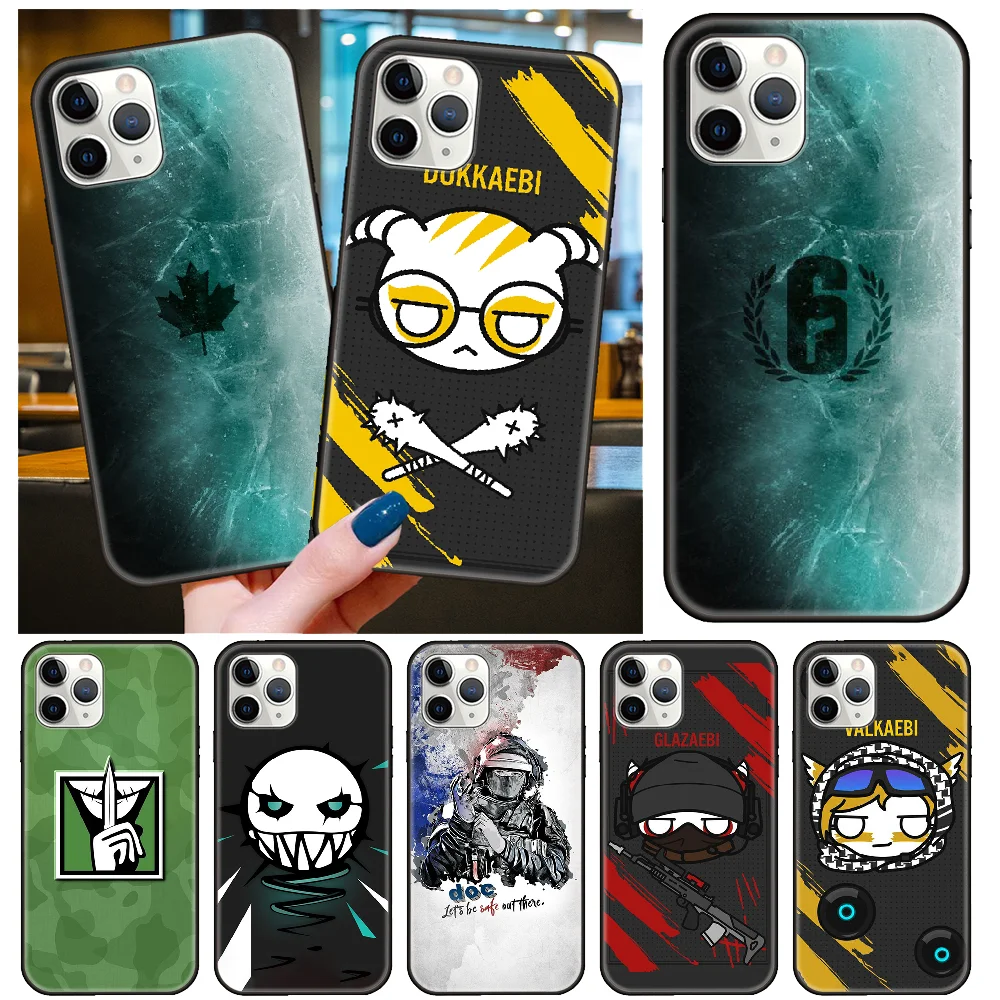 cover for iphone 13 Phone Case For Apple IPhone 13 12 11 Mini Pro MAX SE X XS XR 8 7 6 S Plus Black Cover Bumper Tpu Funda Soft Rainbow Six Siege iphone 13 leather case