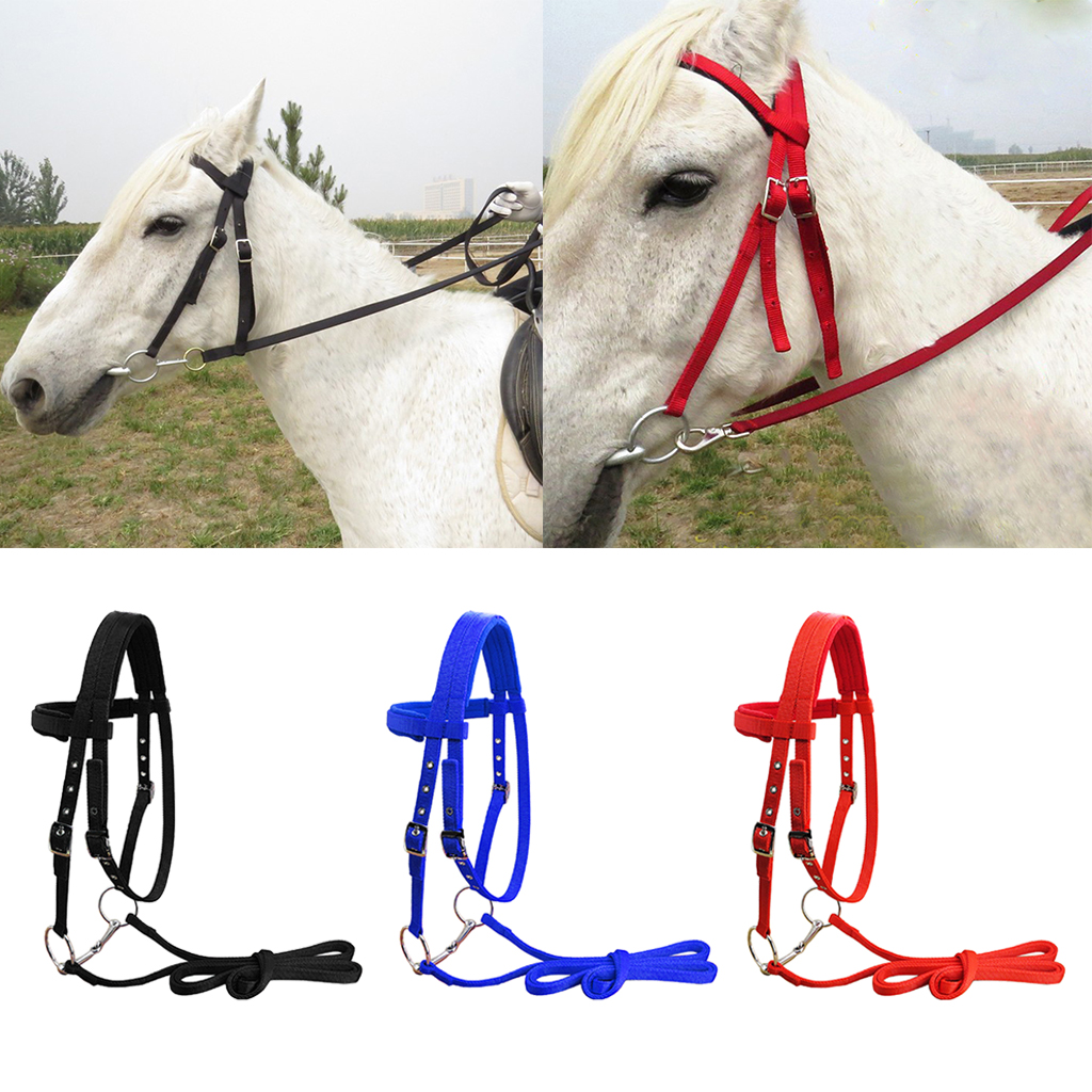 Soft Nylon Horse Bridle Harness Headstall Removable Snaffle Thickened Halter Equipment For Horse
