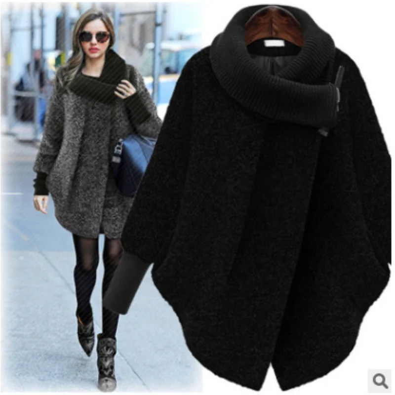 tilorena novo inverno gola alta casaco de lã feminino médio longo solto casaco de lã casaco de inverno feminino estilo coreano