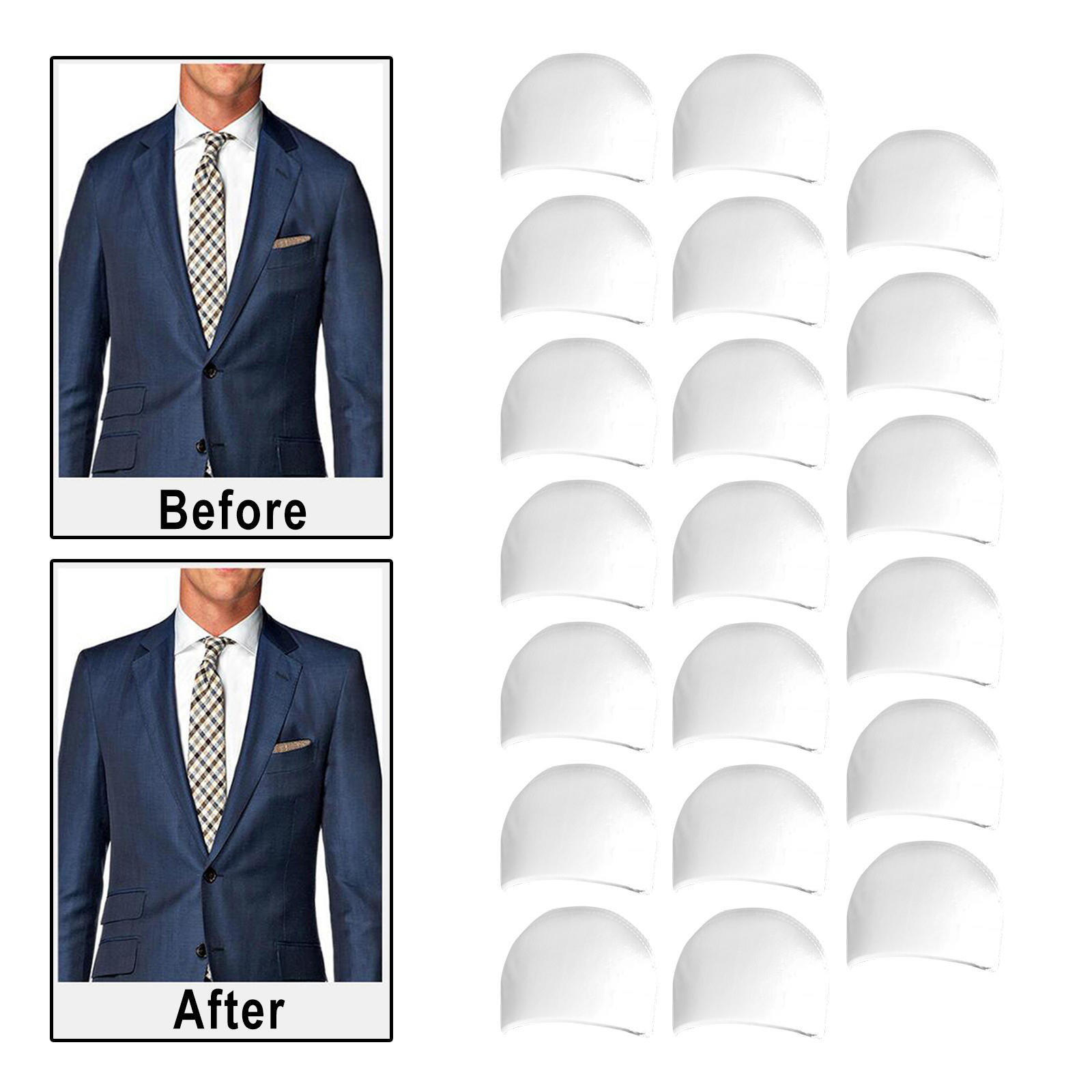 10Pair Shoulder Pads Cushions Knitwear Pads Fit for Shirt Shoulder Protectors White Thick Foam